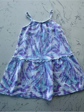 Grayson Threads Purple and Teal Tie-Dye Cotton Sundress